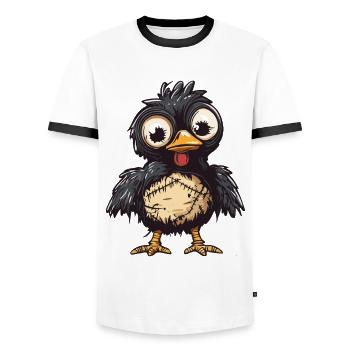 Hahn Halloween Zombie - Männer Kontrast-T-Shirt - Weiß/Schwarz - Vorne - AI Model Female 172 light (172cm) & AI Model Male 178 dark (178cm)