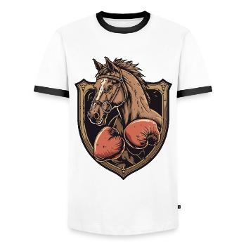 Pferd Boxer MMA - Männer Kontrast-T-Shirt - Weiß/Schwarz - Vorne - AI Model Female 172 light (172cm) & AI Model Male 178 dark (178cm)