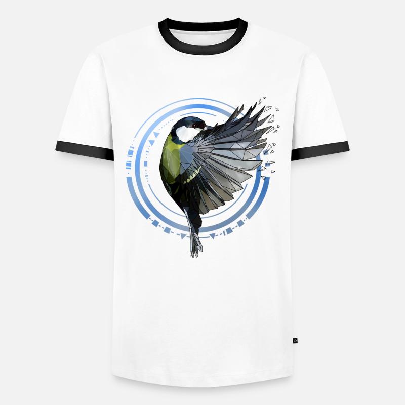 Blaumeise | Geometrisch | Low Poly - Männer Kontrast-T-Shirt - Weiß/Schwarz