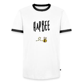 Hapbee Biene Imker Wespe Honig Spruch Bienen Bee - Männer Kontrast-T-Shirt - Weiß/Schwarz - Vorne - AI Model Female 172 light (172cm) & AI Model Male 178 dark (178cm)