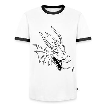 chinese dragon tribal - T-shirt contrasté Homme - blanc/noir - Devant - AI Model Female 172 light (172cm) & AI Model Male 178 dark (178cm)