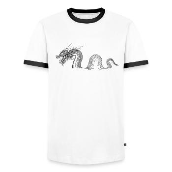 black dragon - Men's Ringer Shirt - white/black - Front - AI Model Female 172 light (172cm) & AI Model Male 178 dark (178cm)