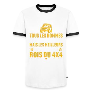 les meilleurs deviennent rois du 4x4 pilote de 4x4 - T-shirt contrasté Homme - blanc/noir - Devant - AI Model Female 172 light (172cm) & AI Model Male 178 dark (178cm)