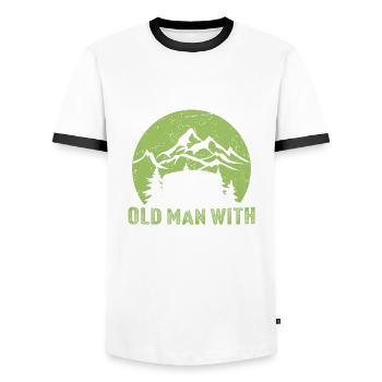 Unterschätze niemals einen alten Mann mit einem Wohnwagen - Männer Kontrast-T-Shirt - Weiß/Schwarz - Vorne - AI Model Female 172 light (172cm) & AI Model Male 178 dark (178cm)