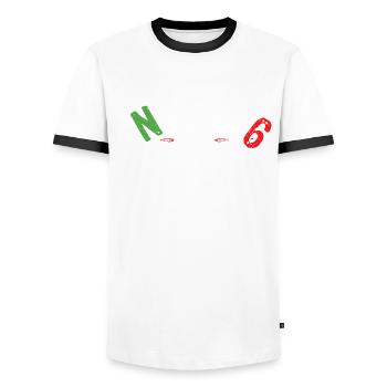 Motorrad / Biker - Motorradfahrer Schaltung - Männer Kontrast-T-Shirt - Weiß/Schwarz - Vorne - AI Model Female 172 light (172cm) & AI Model Male 178 dark (178cm)