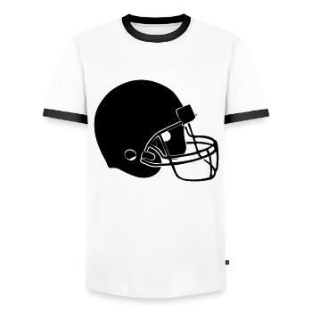 football helm - Männer Kontrast-T-Shirt - Weiß/Schwarz - Vorne - AI Model Female 172 light (172cm) & AI Model Male 178 dark (178cm)
