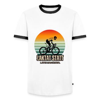 Rad Spruch - Laktatt statt Latte Macchiato - Männer Kontrast-T-Shirt - Weiß/Schwarz - Vorne - AI Model Female 172 light (172cm) & AI Model Male 178 dark (178cm)