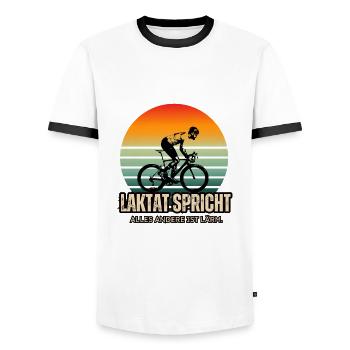 Rad Spruch - Laktat spricht, alles andere ist Lärm - Männer Kontrast-T-Shirt - Weiß/Schwarz - Vorne - AI Model Female 172 light (172cm) & AI Model Male 178 dark (178cm)