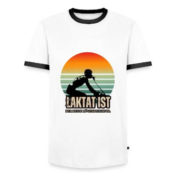 Lustiger Rennrad spruch: Laktat Lügendetektor - Männer Kontrast-T-Shirt - Weiß/Schwarz - Vorne - AI Model Female 172 light (172cm) & AI Model Male 178 dark (178cm)