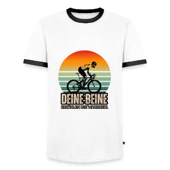 Das Shirt für nach dem group ride. - Männer Kontrast-T-Shirt - Weiß/Schwarz - Vorne - AI Model Female 172 light (172cm) & AI Model Male 178 dark (178cm)