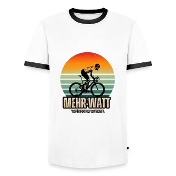 Lustiger Rennrad Spruch - Mehr Watte weniger Worte - Männer Kontrast-T-Shirt - Weiß/Schwarz - Vorne - AI Model Female 172 light (172cm) & AI Model Male 178 dark (178cm)