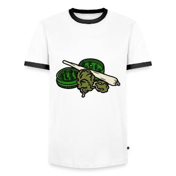 Join the green side Stoner Shirt - Men's Ringer Shirt - white/black - Front - AI Model Female 172 light (172cm) & AI Model Male 178 dark (178cm)