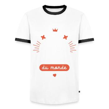 Meilleur Papounet du monde Cadeau papa - T-shirt contrasté Homme - blanc/noir - Devant - AI Model Female 172 light (172cm) & AI Model Male 178 dark (178cm)