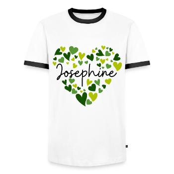 Josephine Namensdesign mit herzförmigem grünem Ohr - Männer Kontrast-T-Shirt - Weiß/Schwarz - Vorne - AI Model Female 172 light (172cm) & AI Model Male 178 dark (178cm)