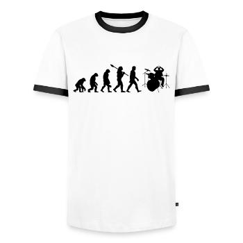 Drum évolution - T-shirt contrasté Homme - blanc/noir - Devant - AI Model Female 172 light (172cm) & AI Model Male 178 dark (178cm)