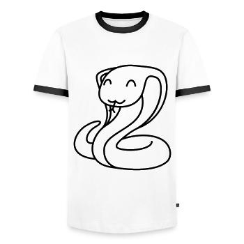 Snake Cobra Comic Animal - Men's Ringer Shirt - white/black - Front - AI Model Female 172 light (172cm) & AI Model Male 178 dark (178cm)