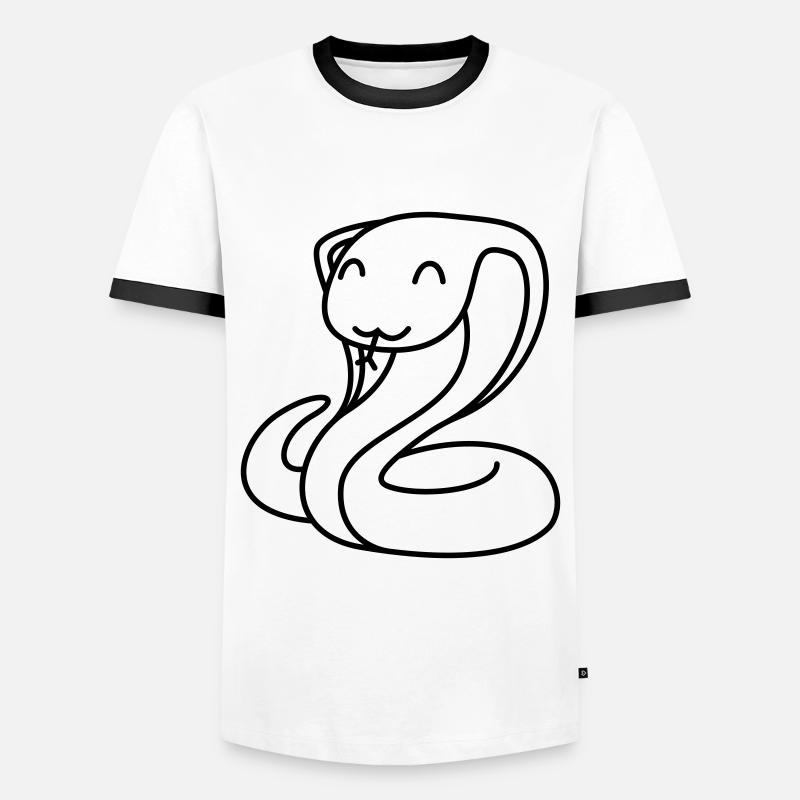 Snake Cobra Comic Animal - Men's Ringer Shirt - white/black