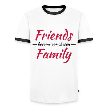 Friends become our chosen family - Men's Ringer Shirt - white/black - Front - AI Model Female 172 light (172cm) & AI Model Male 178 dark (178cm)