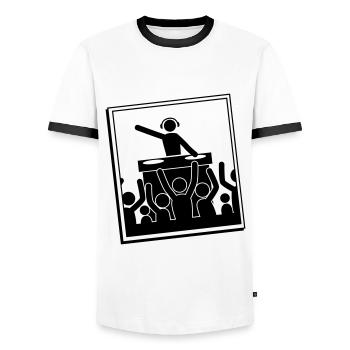 dj party - Männer Kontrast-T-Shirt - Weiß/Schwarz - Vorne - AI Model Female 172 light (172cm) & AI Model Male 178 dark (178cm)