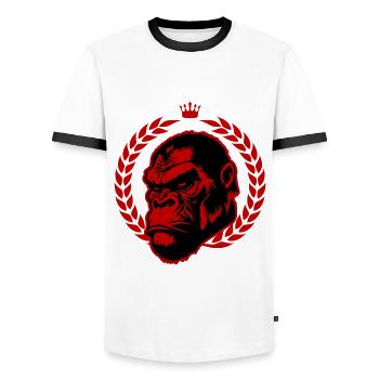 Tête de gorille - T-shirt contrasté Homme - blanc/noir - Devant - AI Model Female 172 light (172cm) & AI Model Male 178 dark (178cm)