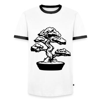 Tree Bonsai Symbol - Men's Ringer Shirt - white/black - Front - AI Model Female 172 light (172cm) & AI Model Male 178 dark (178cm)