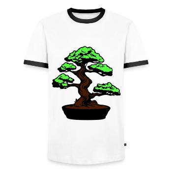 Baum Bonsai Symbol - Männer Kontrast-T-Shirt - Weiß/Schwarz - Vorne - AI Model Female 172 light (172cm) & AI Model Male 178 dark (178cm)