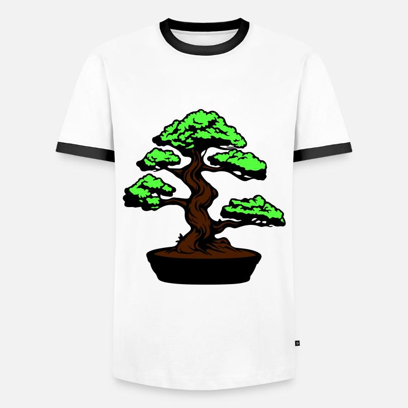 Tree Bonsai Symbol - Men's Ringer Shirt - white/black