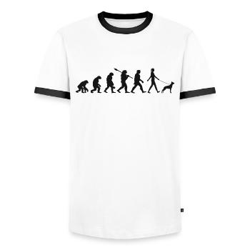 Évolution Drôle Chien de Berger Belge Malinois - T-shirt contrasté Homme - blanc/noir - Devant - AI Model Female 172 light (172cm) & AI Model Male 178 dark (178cm)