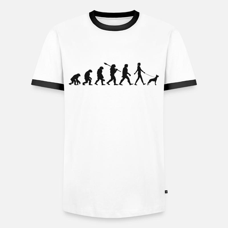 Evolution Lustiger Belgischer Schäferhund Malinois - Männer Kontrast-T-Shirt - Weiß/Schwarz