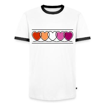 LGBTQ Pride Lesbian Heart Lesbian Flag Lesbian - T-shirt contrasté Homme - blanc/noir - Devant - AI Model Female 172 light (172cm) & AI Model Male 178 dark (178cm)