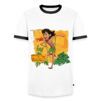 Das Dschungelbuch Mogli Am Rennen - Männer Kontrast-T-Shirt - Weiß/Schwarz - Vorne - AI Model Female 172 light (172cm) & AI Model Male 178 dark (178cm)