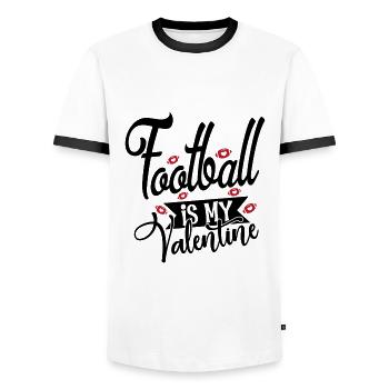 Football Is My Valentine - American Football - Männer Kontrast-T-Shirt - Weiß/Schwarz - Vorne - AI Model Female 172 light (172cm) & AI Model Male 178 dark (178cm)