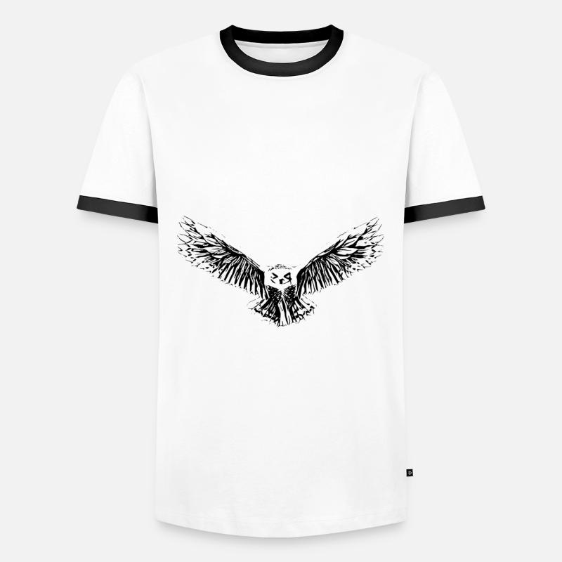 Eule - Männer Kontrast-T-Shirt - Weiß/Schwarz