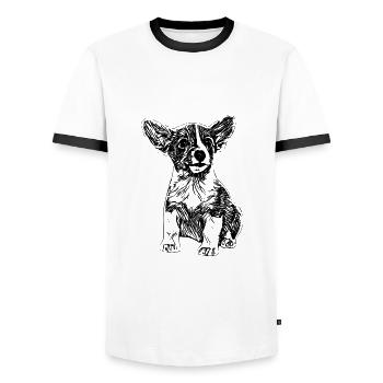 Jack Russell - Men's Ringer Shirt - white/black - Front - AI Model Female 172 light (172cm) & AI Model Male 178 dark (178cm)