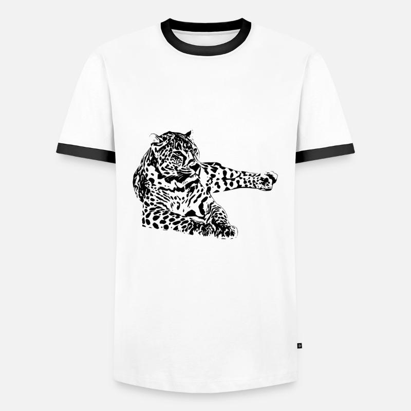 leopard - Men's Ringer Shirt - white/black