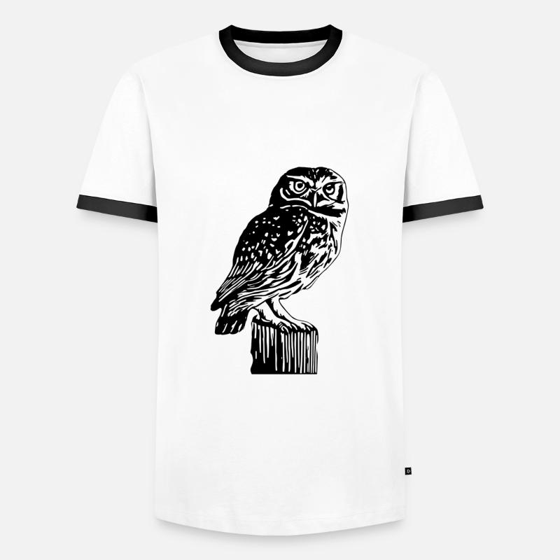Eule - Männer Kontrast-T-Shirt - Weiß/Schwarz