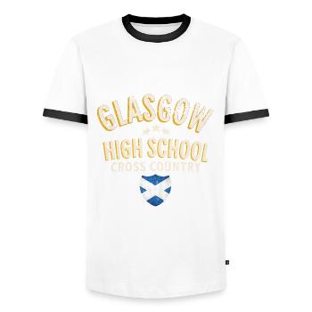 Glasgow High school cross country - Men's Ringer Shirt - white/black - Front - AI Model Female 172 light (172cm) & AI Model Male 178 dark (178cm)