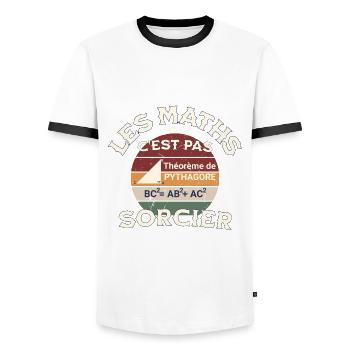 Les maths c est pas sorcier Copy - T-shirt contrasté Homme - blanc/noir - Devant - AI Model Female 172 light (172cm) & AI Model Male 178 dark (178cm)