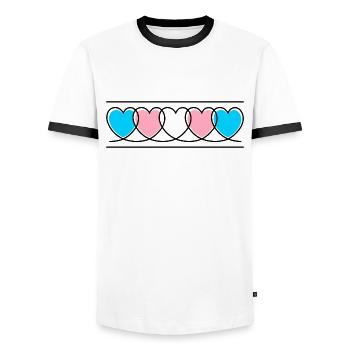 Trans Heart Transsexual Trans* Heart Transgender - Men's Ringer Shirt - white/black - Front - AI Model Female 172 light (172cm) & AI Model Male 178 dark (178cm)