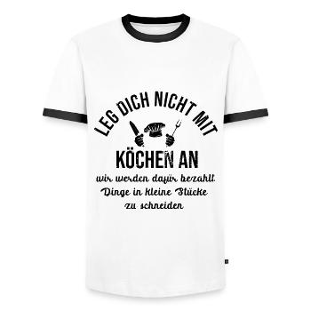 Koch - Männer Kontrast-T-Shirt - Weiß/Schwarz - Vorne - AI Model Female 172 light (172cm) & AI Model Male 178 dark (178cm)
