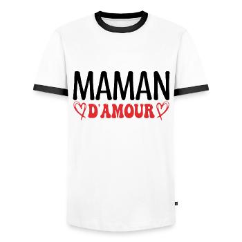 Maman d'amour, fêtes des mères. cadeau maman, mère - T-shirt contrasté Homme - blanc/noir - Devant - AI Model Female 172 light (172cm) & AI Model Male 178 dark (178cm)