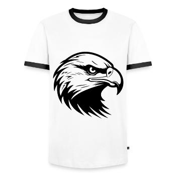 Eagle Head Silhouette - Men's Ringer Shirt - white/black - Front - AI Model Female 172 light (172cm) & AI Model Male 178 dark (178cm)