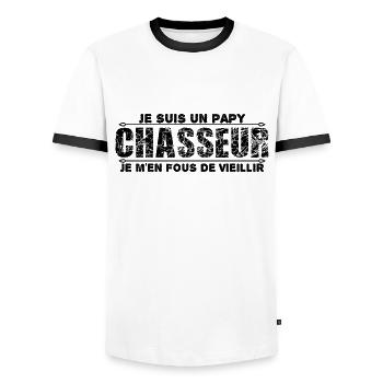 e suis un papy chasseur cadeau grand-père. - T-shirt contrasté Homme - blanc/noir - Devant - AI Model Female 172 light (172cm) & AI Model Male 178 dark (178cm)