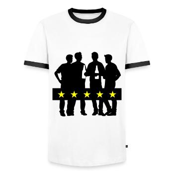 Bachelor Party Bachelor Party - Men's Ringer Shirt - white/black - Front - AI Model Female 172 light (172cm) & AI Model Male 178 dark (178cm)