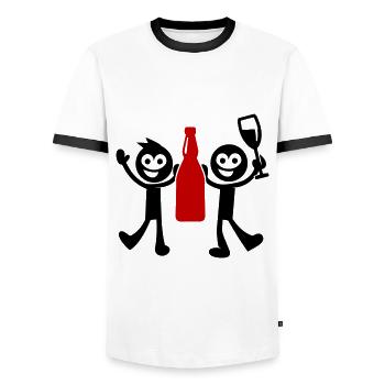 Enterrement de vie de garçon bonhomme allumette - T-shirt contrasté Homme - blanc/noir - Devant - AI Model Female 172 light (172cm) & AI Model Male 178 dark (178cm)