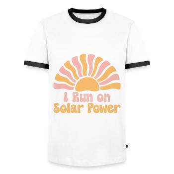 I run on Solar Power - Men's Ringer Shirt - white/black - Front - AI Model Female 172 light (172cm) & AI Model Male 178 dark (178cm)