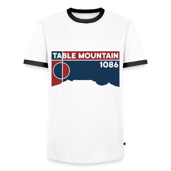 Table Mountain Finisher Ascent Hike Cape Town - Men's Ringer Shirt - white/black - Front - AI Model Female 172 light (172cm) & AI Model Male 178 dark (178cm)