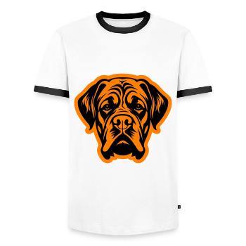 Mastiff Hund Kopf - Männer Kontrast-T-Shirt - Weiß/Schwarz - Vorne - AI Model Female 172 light (172cm) & AI Model Male 178 dark (178cm)