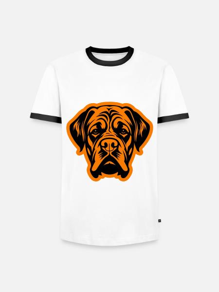 Mastiff Dog Head - Men's Ringer Shirt - white/black