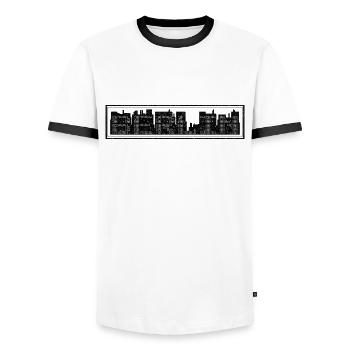 BERLIN SILHOUHETTE - Männer Kontrast-T-Shirt - Weiß/Schwarz - Vorne - AI Model Female 172 light (172cm) & AI Model Male 178 dark (178cm)